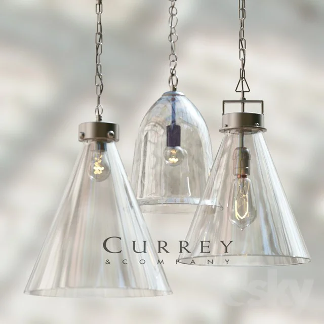 Kitchen glass pendant set by Currey